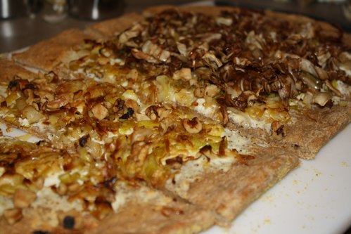 Leek, Ricotta, and Walnut Pizza