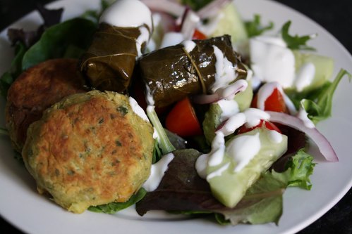 Falafel & Grape Leaf Salad