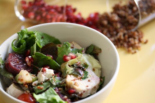 Red Quinoa, Chicken, & Goat Cheese Power Salad 