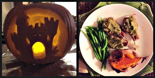 Happy Halloween! A & I carved a pumpkin and made a special dinner to celebrate a cozy night.