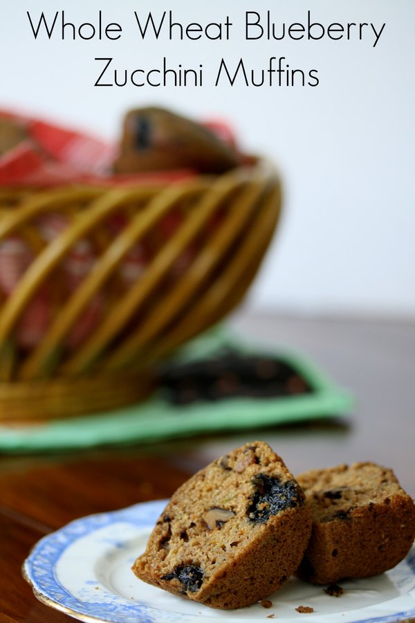 These wholesome whole wheat blueberry zucchini muffins are light and airy, and filled with healthy ingredients like walnuts, orange zest and blueberries