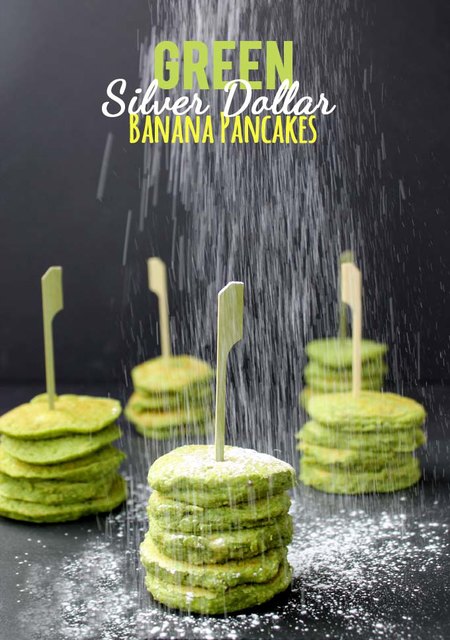 Saint Patrick's Day Green Silver Dollar Banana Pancakes