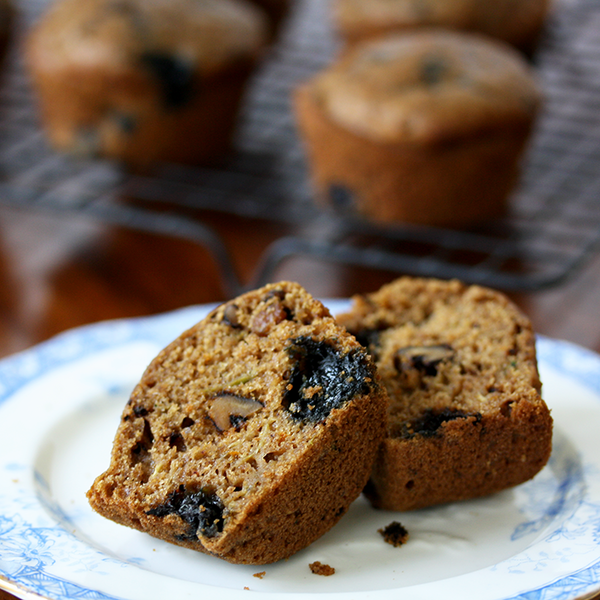 Walnuts, maple syrup and orange zest make these super light muffins pop