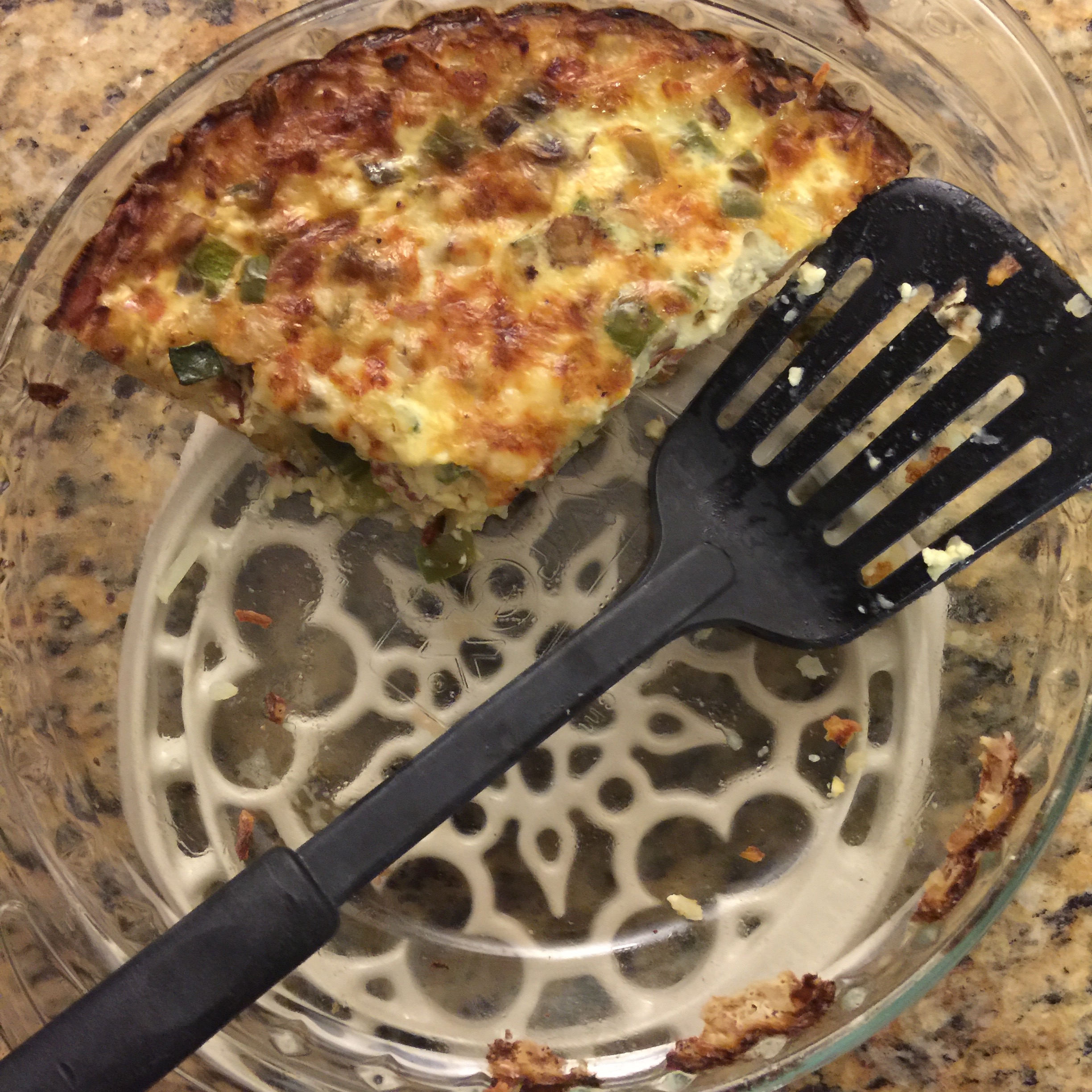 Turkey Bacon Quiche with Hashbrown Crust