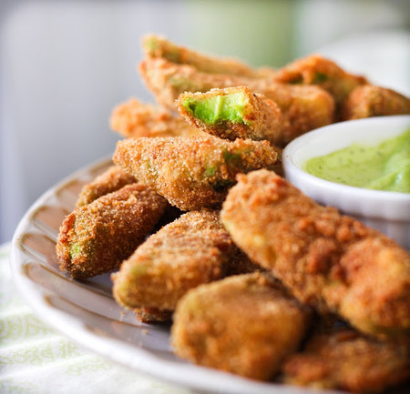 Saint Patrick's Day Avocado Fries with Cilantro Lemon Dipping Sauce