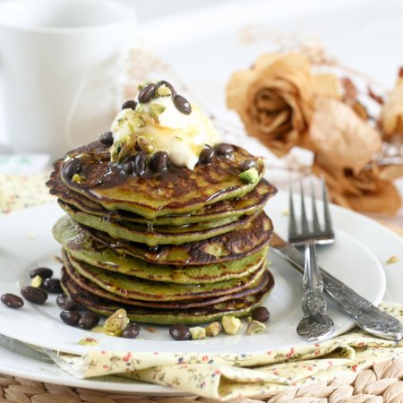 Saint Patrick's Day Matcha Green Tea Coconut Pancakes